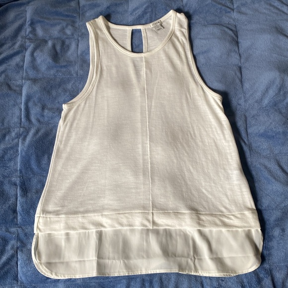 J.Crew Drapey Tank Top w/Silky Hem, Ivory - Picture 4 of 5